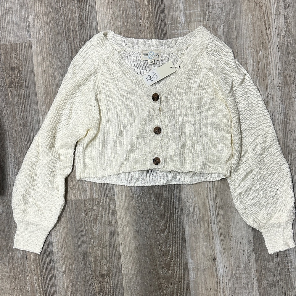 Francesca's Collections Ivory Knit Cardigan
